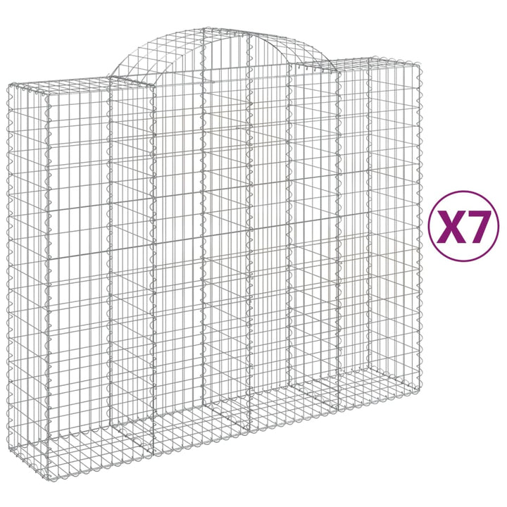 buede gabionkurve 7 stk. 200x50x160/180 cm galvaniseret jern
