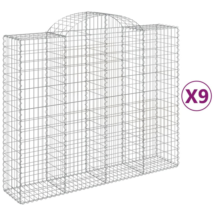 buede gabionkurve 9 stk. 200x50x160/180 cm galvaniseret jern