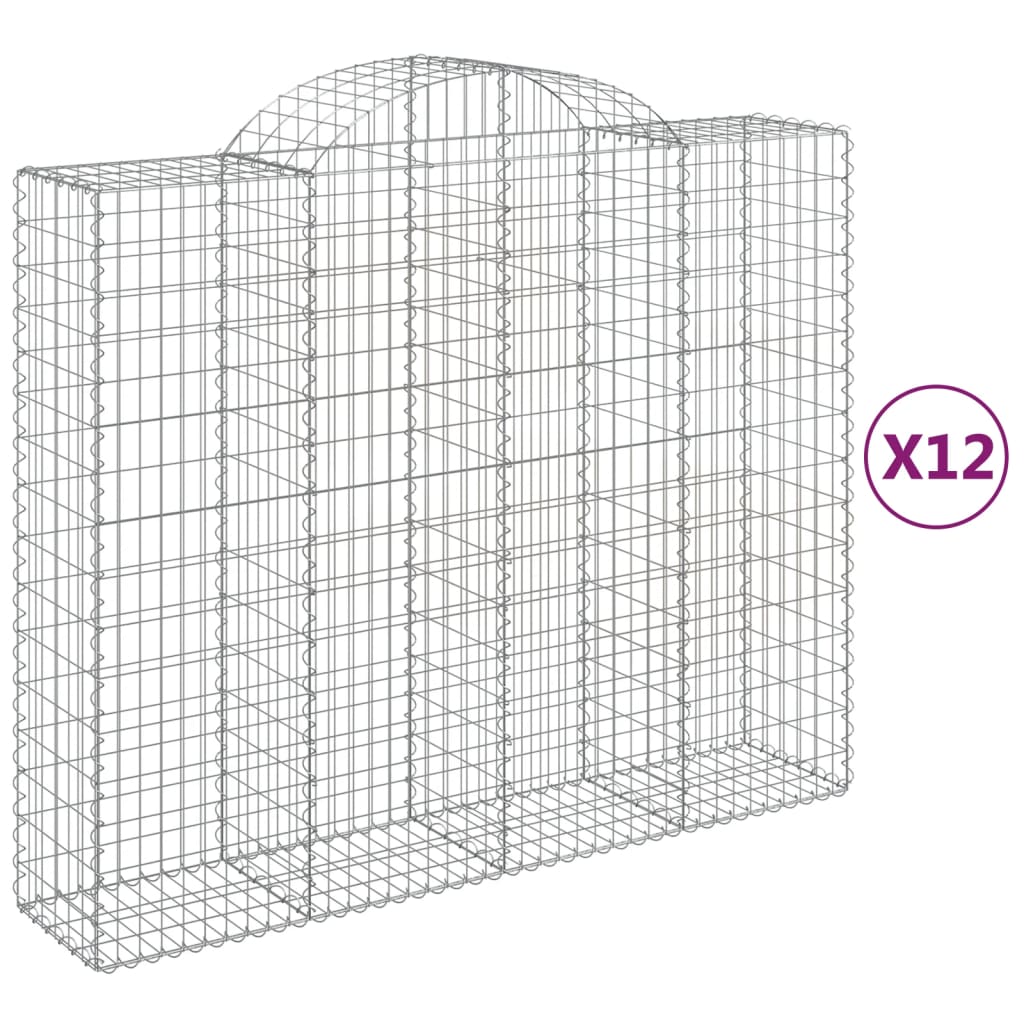 buede gabionkurve 12 stk. 200x50x160/180 cm galvaniseret jern