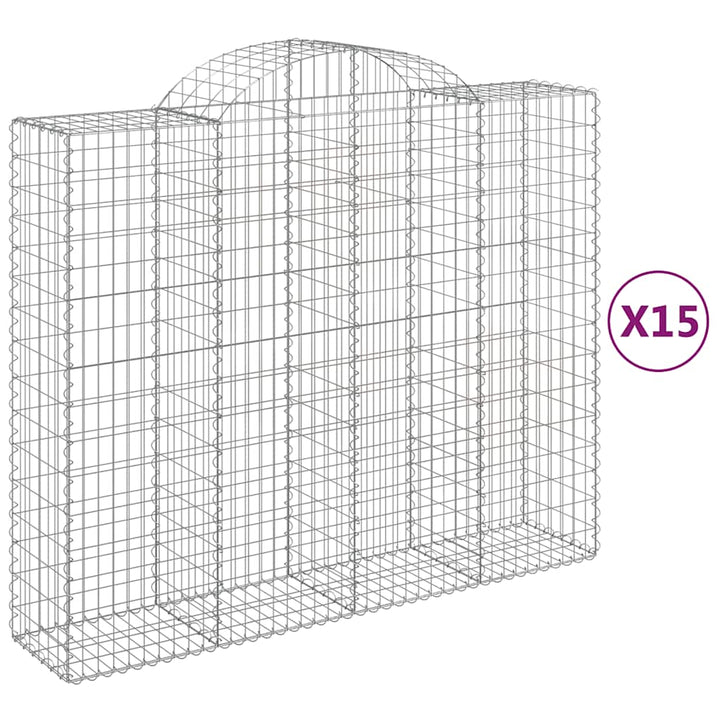 buede gabionkurve 15 stk. 200x50x160/180 cm galvaniseret jern