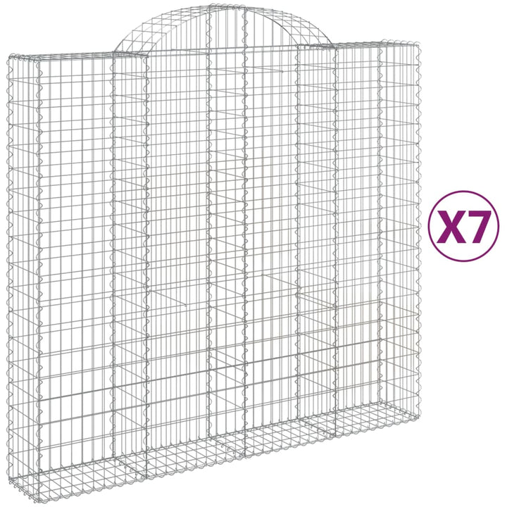 buede gabionkurve 7 stk. 200x50x180/200 cm galvaniseret jern