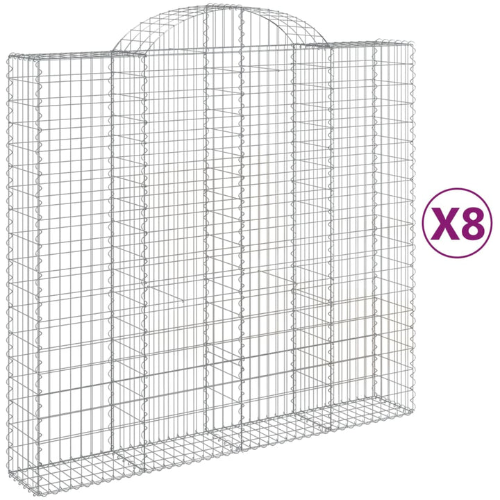 buede gabionkurve 8 stk. 200x50x180/200 cm galvaniseret jern