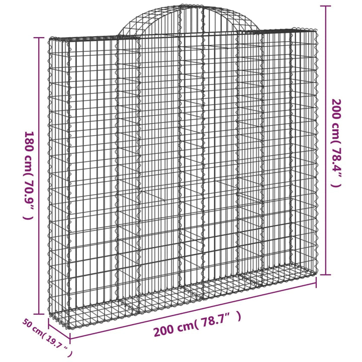 buede gabionkurve 8 stk. 200x50x180/200 cm galvaniseret jern
