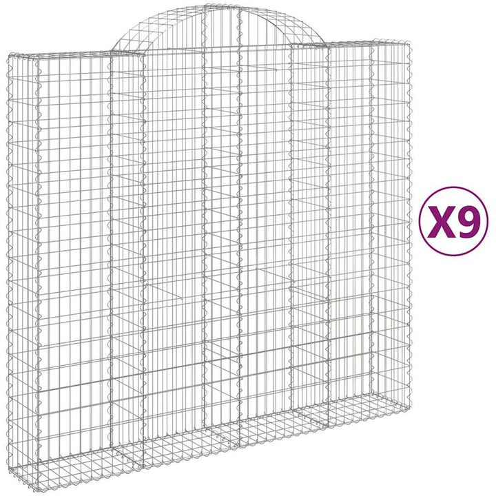 buede gabionkurve 9 stk. 200x50x180/200 cm galvaniseret jern