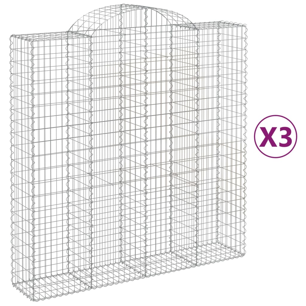 buede gabionkurve 3 stk. 200x50x200/220 cm galvaniseret jern