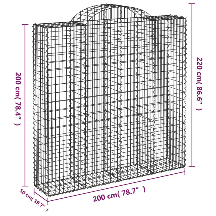 buede gabionkurve 3 stk. 200x50x200/220 cm galvaniseret jern