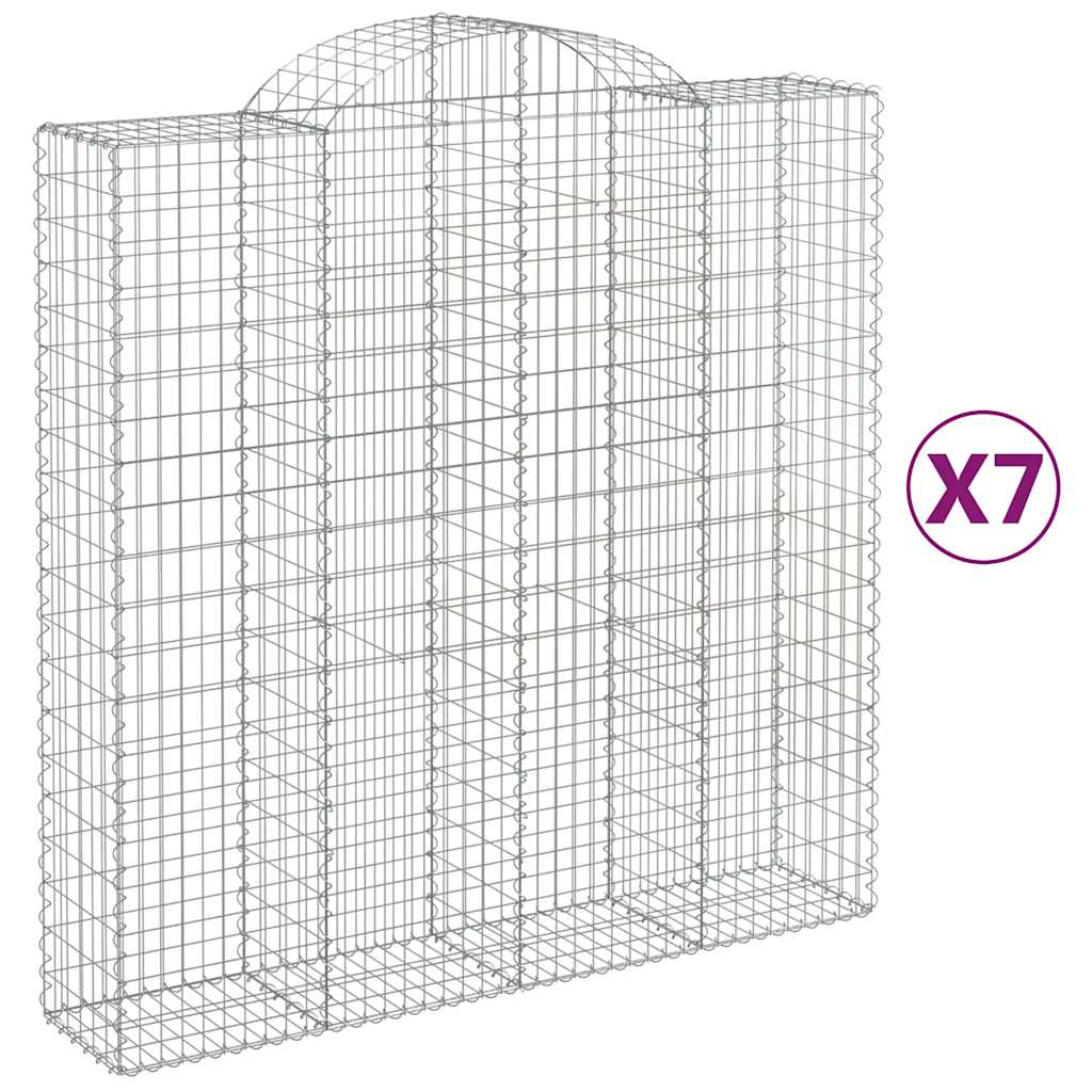 buede gabionkurve 7 stk. 200x50x200/220 cm galvaniseret jern