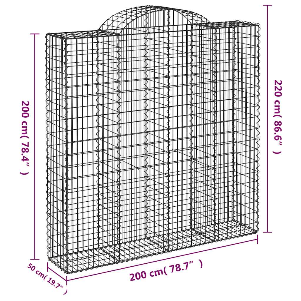 buede gabionkurve 7 stk. 200x50x200/220 cm galvaniseret jern