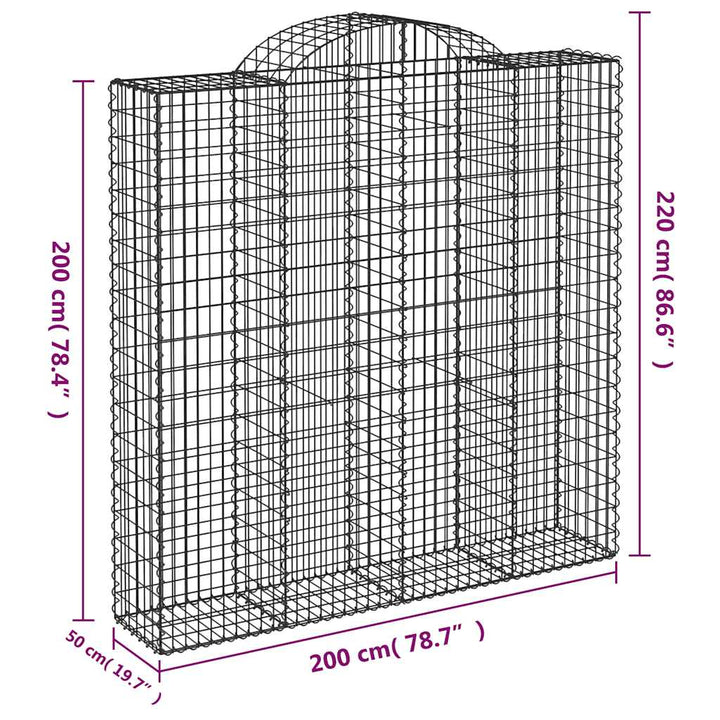 buede gabionkurve 7 stk. 200x50x200/220 cm galvaniseret jern