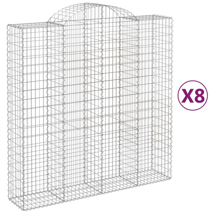 buede gabionkurve 8 stk. 200x50x200/220 cm galvaniseret jern