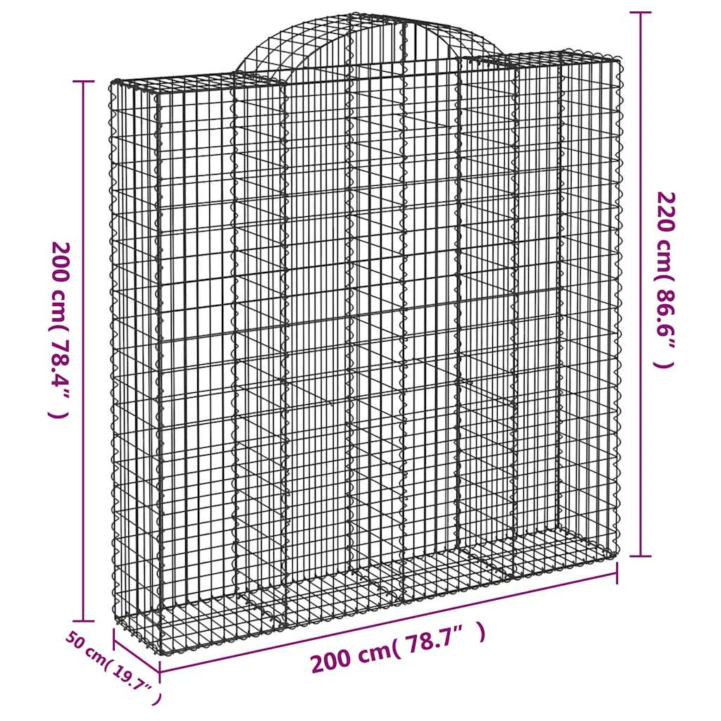 buede gabionkurve 9 stk. 200x50x200/220 cm galvaniseret jern