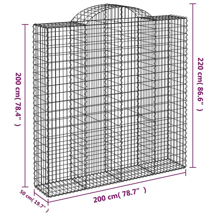 buede gabionkurve 9 stk. 200x50x200/220 cm galvaniseret jern