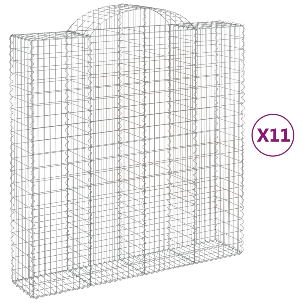 buede gabionkurve 11 stk. 200x50x200/220 cm galvaniseret jern