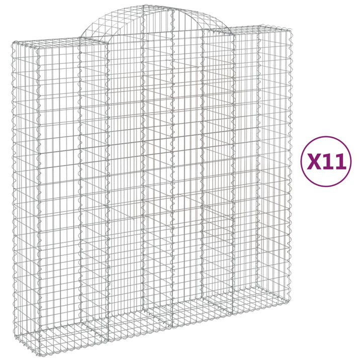 buede gabionkurve 11 stk. 200x50x200/220 cm galvaniseret jern