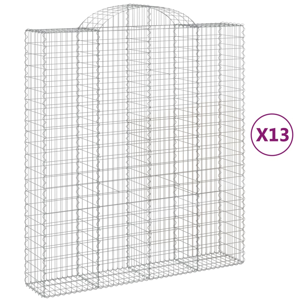 buede gabionkurve 13 stk. 200x50x220/240 cm galvaniseret jern