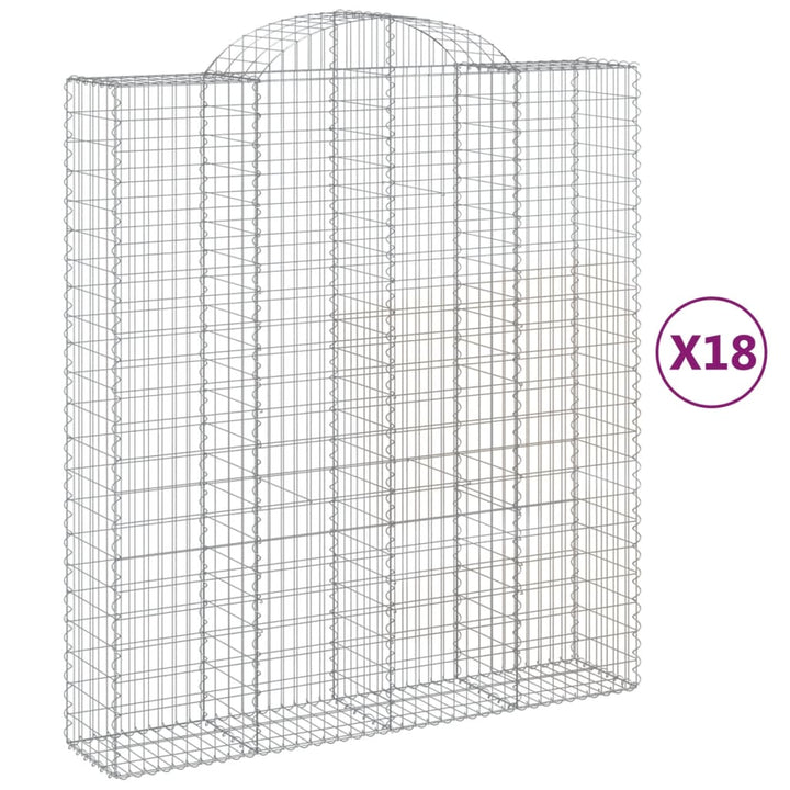 buede gabionkurve 18 stk. 200x50x220/240 cm galvaniseret jern