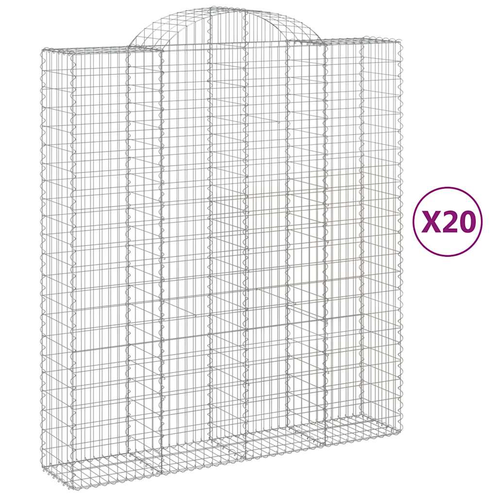 buede gabionkurve 20 stk. 200x50x220/240 cm galvaniseret jern