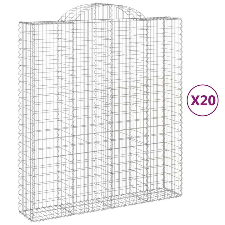 buede gabionkurve 20 stk. 200x50x220/240 cm galvaniseret jern