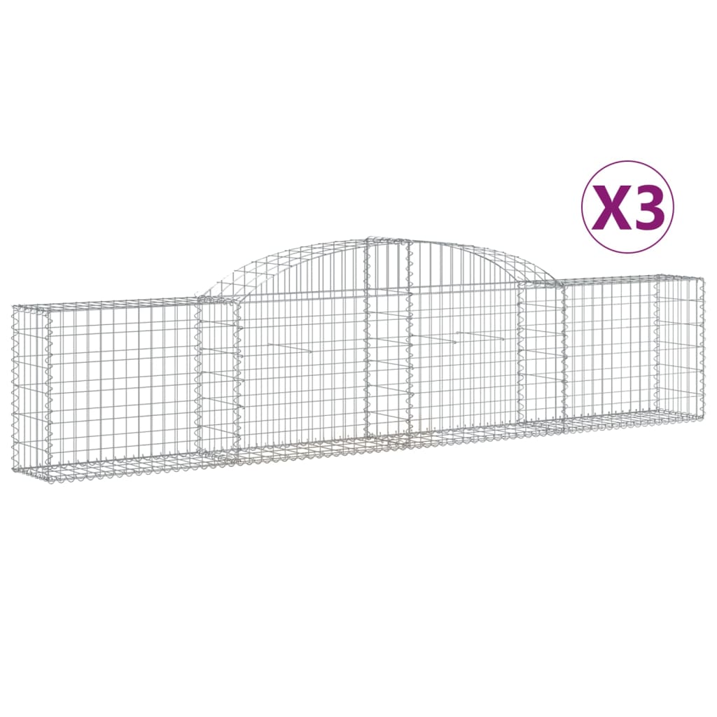 buede gabionkurve 3 stk. 300x30x60/80 cm galvaniseret jern