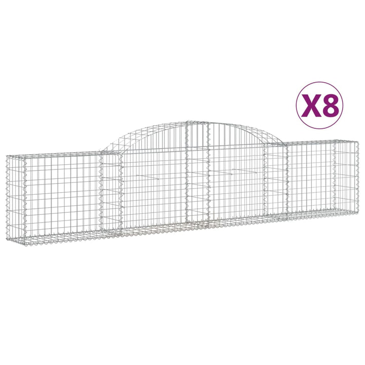 buede gabionkurve 8 stk. 300x30x60/80 cm galvaniseret jern