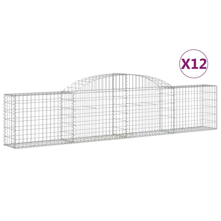 buede gabionkurve 12 stk. 300x30x60/80 cm galvaniseret jern