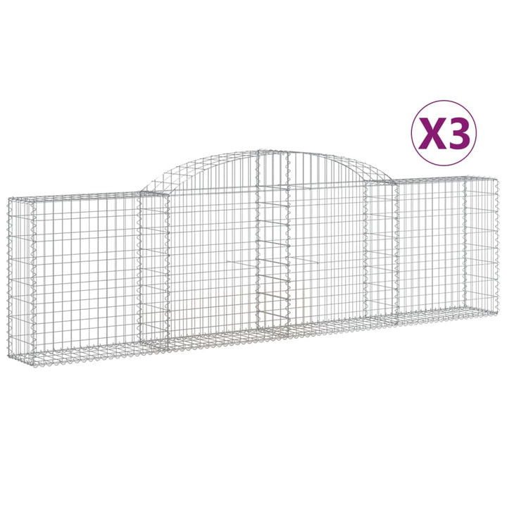 buede gabionkurve 3 stk. 300x30x80/100 cm galvaniseret jern