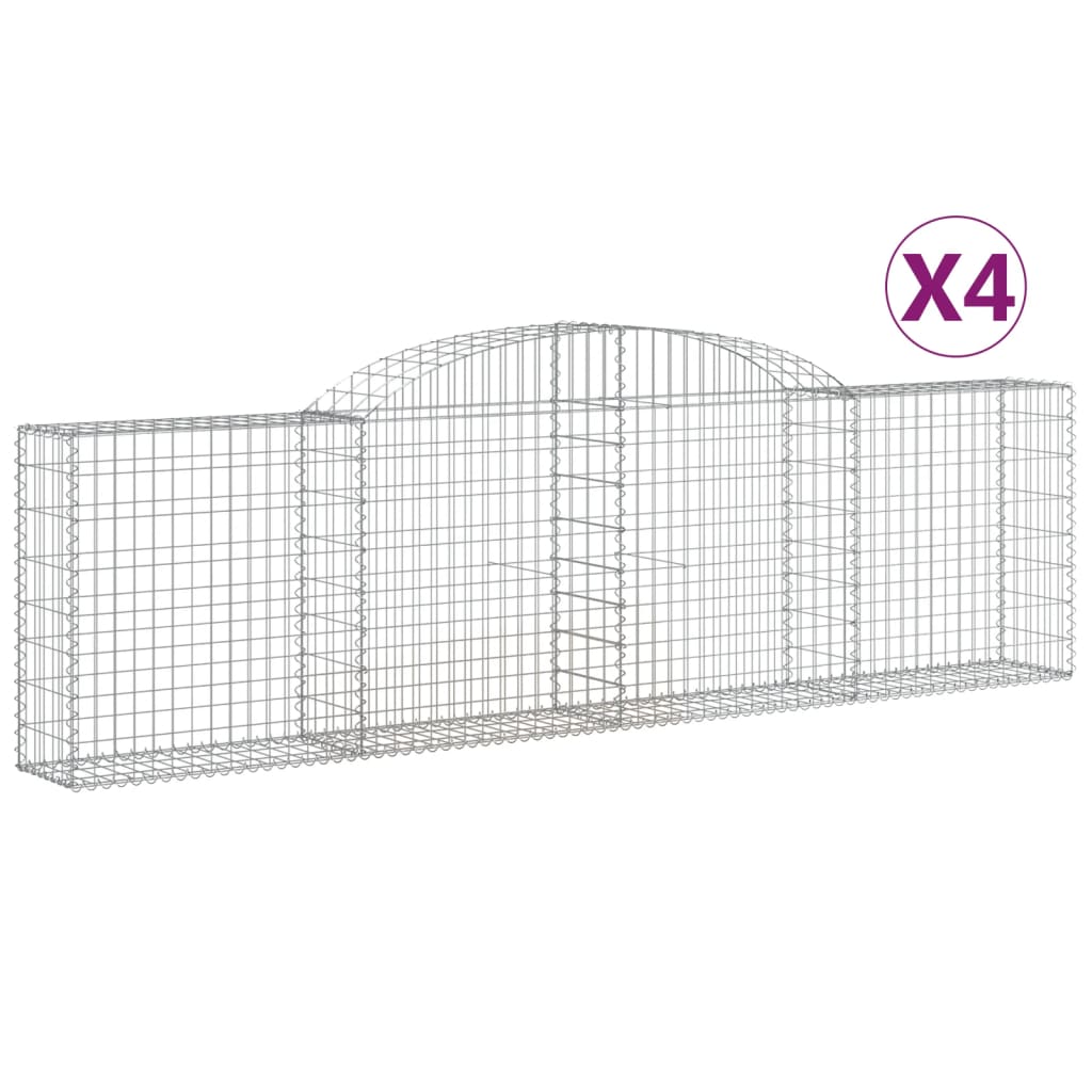 buede gabionkurve 4 stk. 300x30x80/100 cm galvaniseret jern