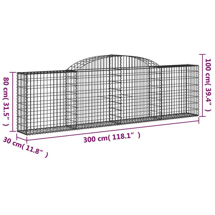 buede gabionkurve 5 stk. 300x30x80/100 cm galvaniseret jern