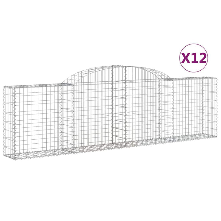 buede gabionkurve 12 stk. 300x30x80/100 cm galvaniseret jern