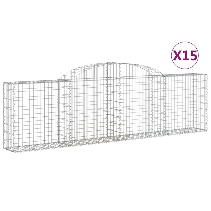 buede gabionkurve 15 stk. 300x30x80/100 cm galvaniseret jern