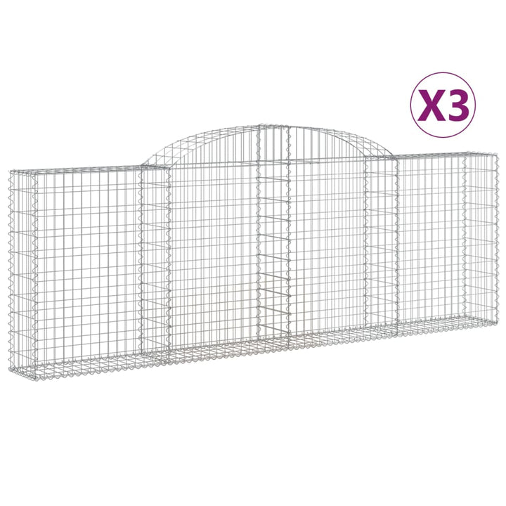 buede gabionkurve 3 stk. 300x30x100/120 cm galvaniseret jern