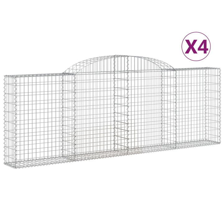 buede gabionkurve 4 stk. 300x30x100/120 cm galvaniseret jern