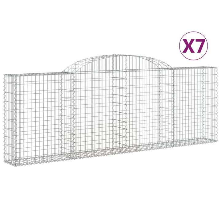 buede gabionkurve 7 stk. 300x30x100/120 cm galvaniseret jern