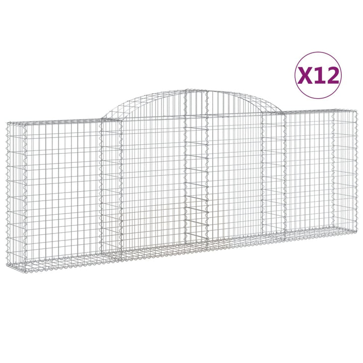 buede gabionkurve 12 stk. 300x30x100/120 cm galvaniseret jern