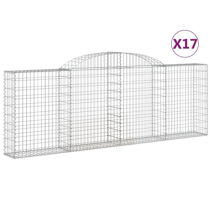 buede gabionkurve 17 stk. 300x30x100/120 cm galvaniseret jern