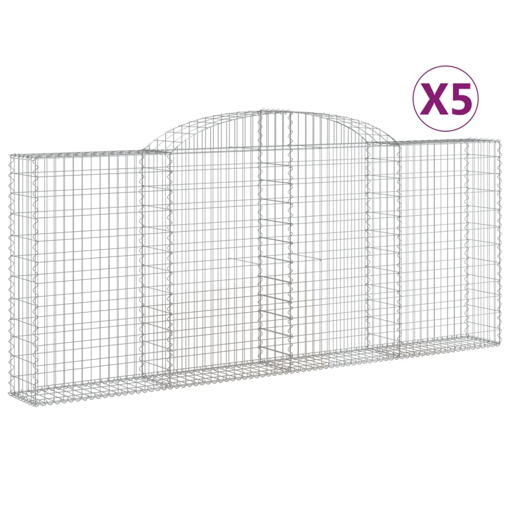 buede gabionkurve 5 stk. 300x30x120/140 cm galvaniseret jern