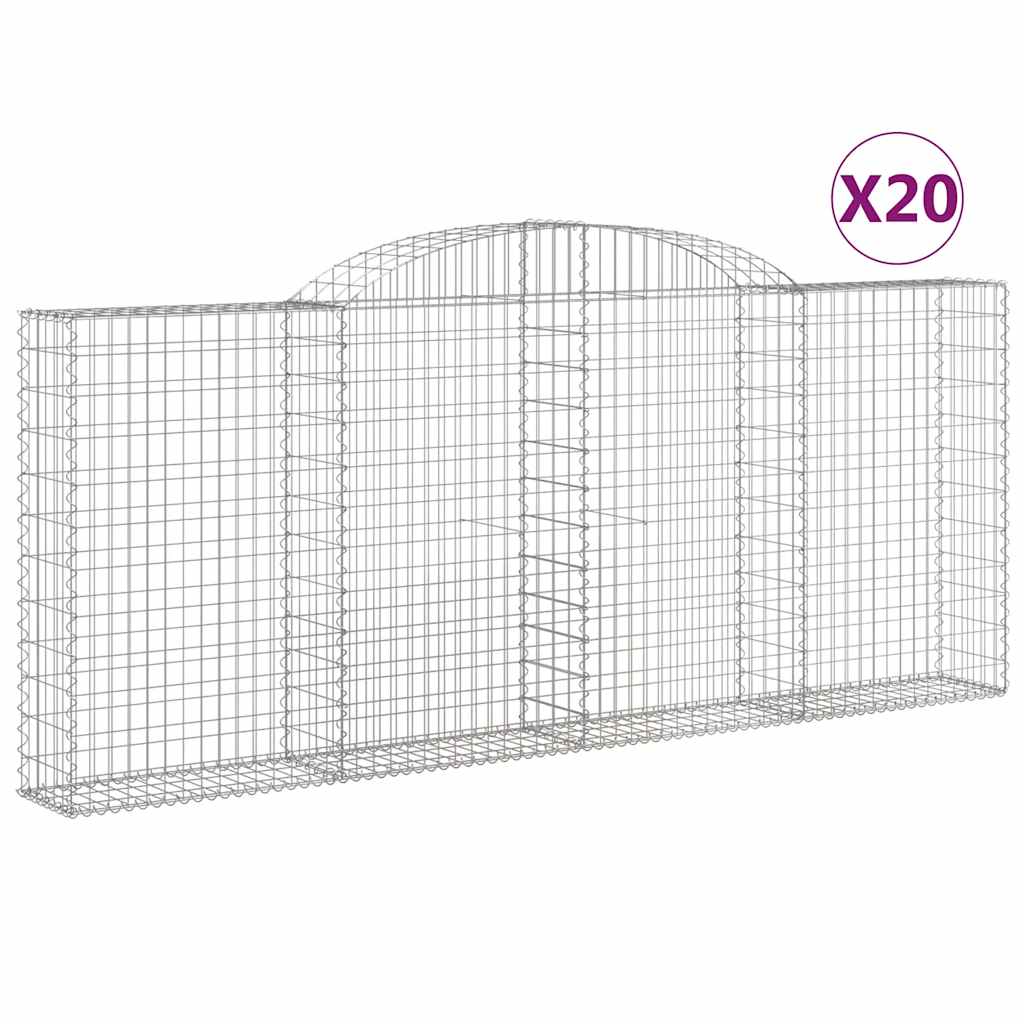 buede gabionkurve 20 stk. 300x30x120/140 cm galvaniseret jern