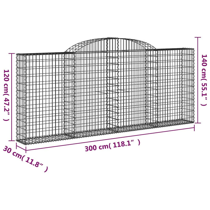 buede gabionkurve 20 stk. 300x30x120/140 cm galvaniseret jern