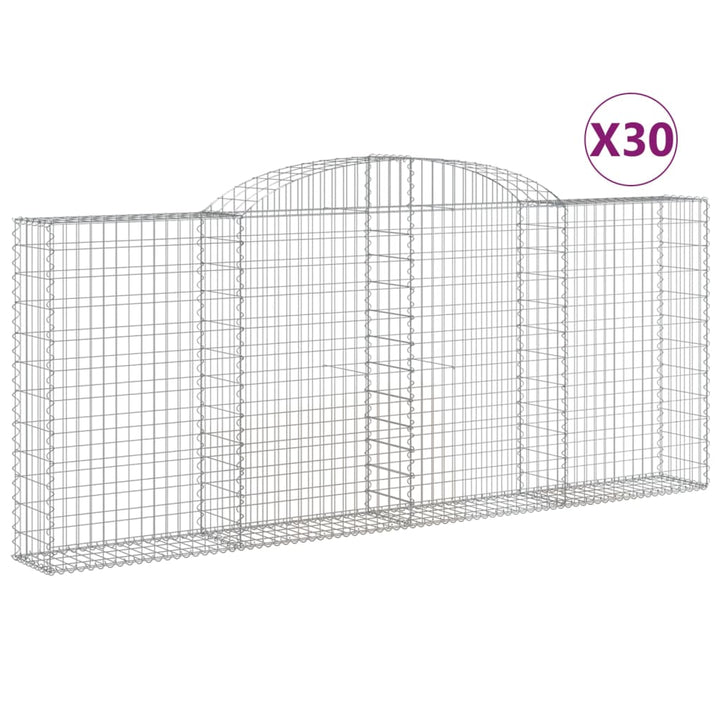 buede gabionkurve 30 stk. 300x30x120/140 cm galvaniseret jern