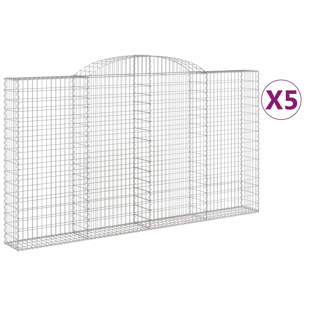 buede gabionkurve 5 stk. 300x30x160/180 cm galvaniseret jern