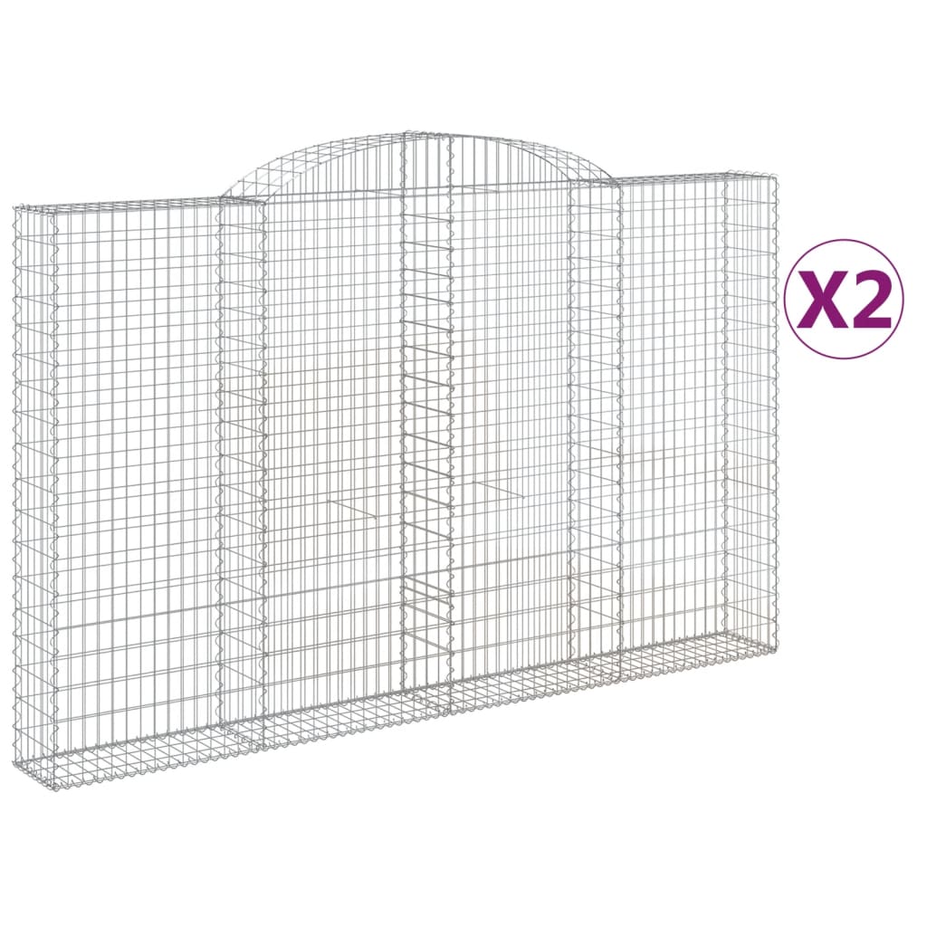 buede gabionkurve 2 stk. 300x30x180/200 cm galvaniseret jern