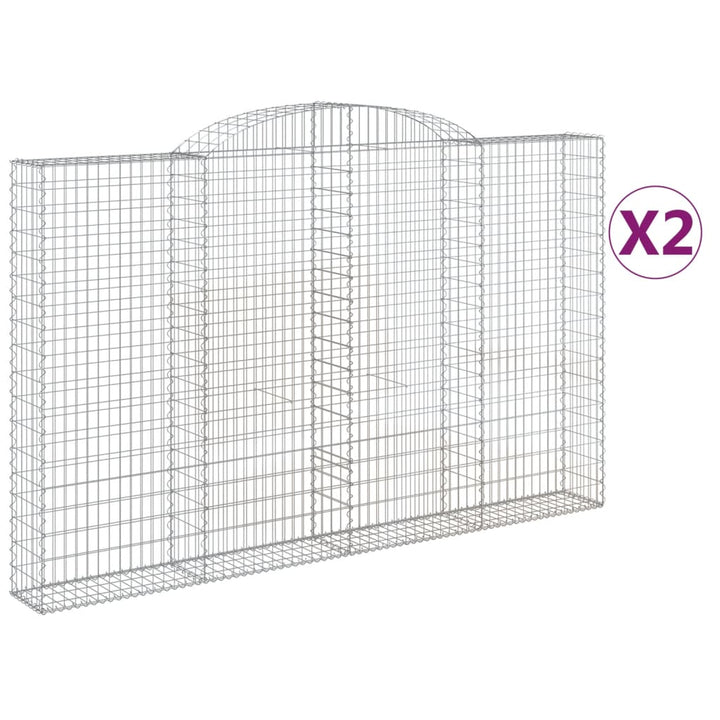 buede gabionkurve 2 stk. 300x30x180/200 cm galvaniseret jern