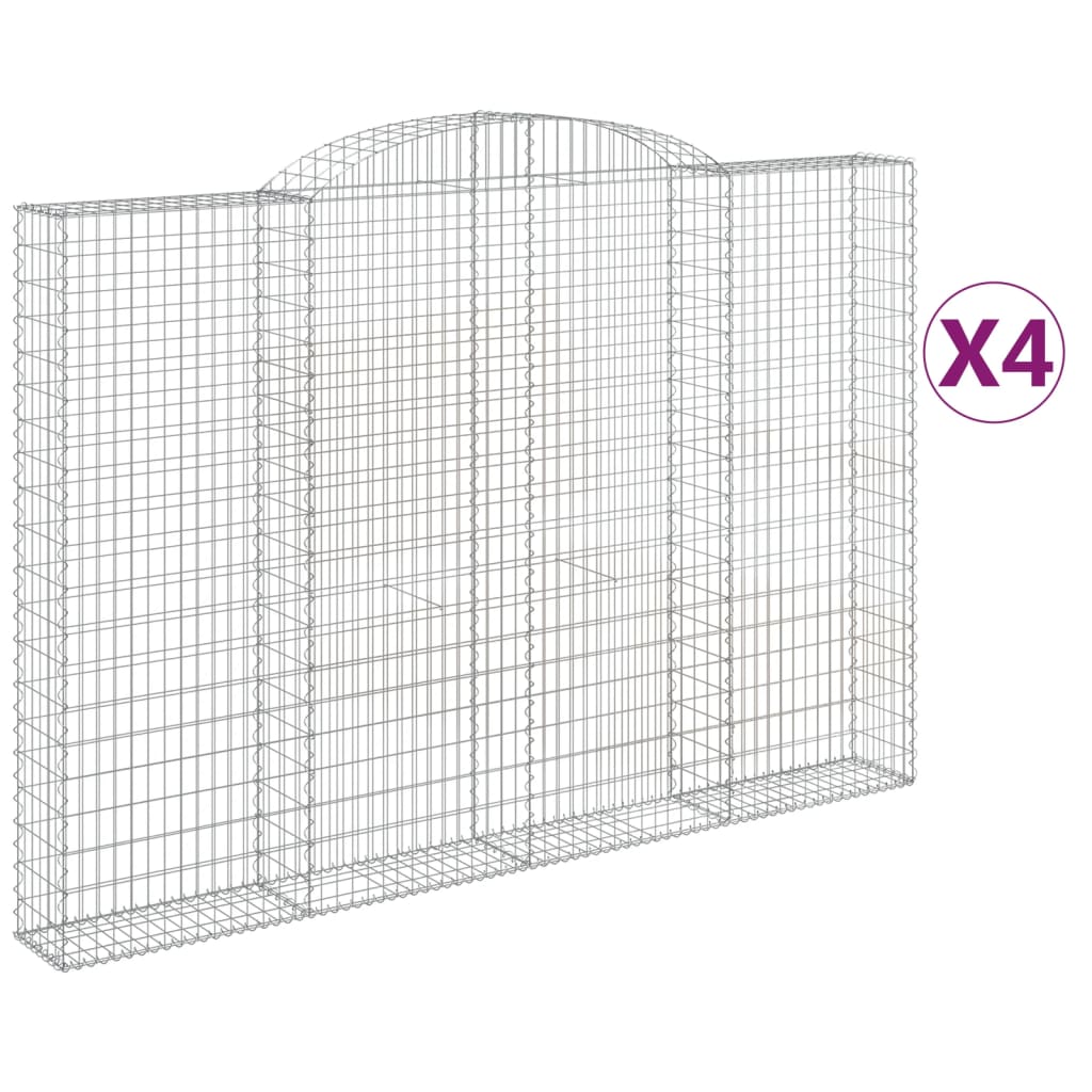 buede gabionkurve 4 stk. 300x30x200/220 cm galvaniseret jern