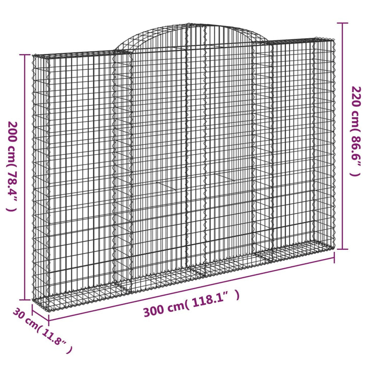 buede gabionkurve 4 stk. 300x30x200/220 cm galvaniseret jern