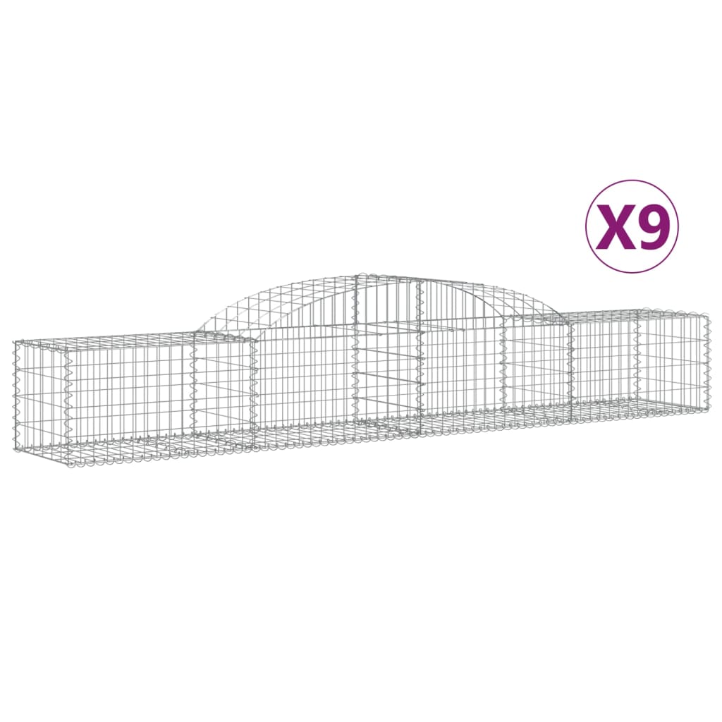 buede gabionkurve 9 stk. 300x50x40/60 cm galvaniseret jern