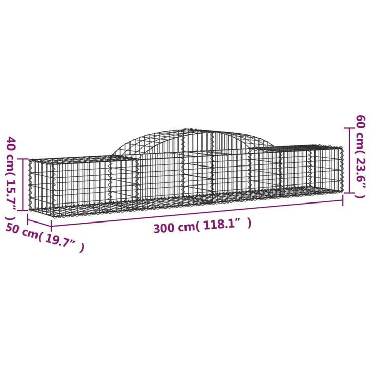 buede gabionkurve 17 stk. 300x50x40/60 cm galvaniseret jern
