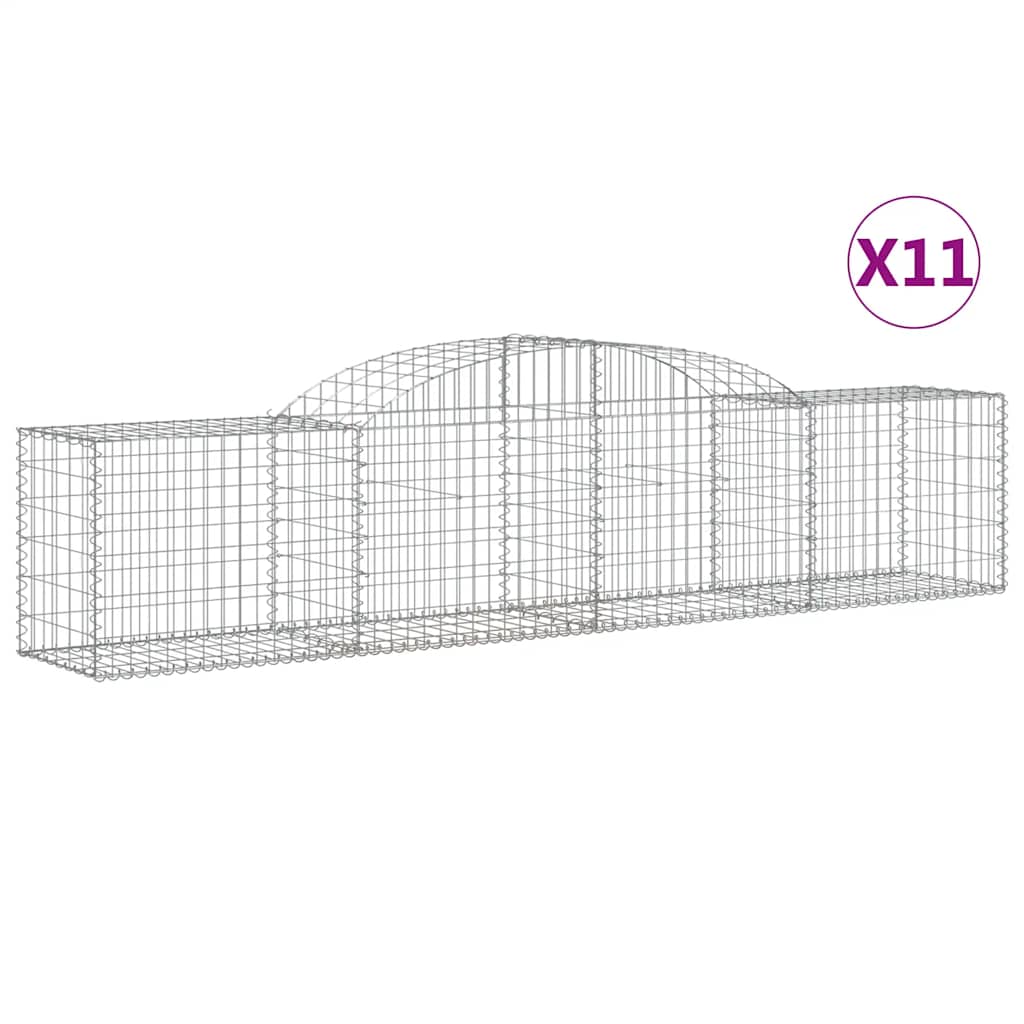buede gabionkurve 11 stk. 300x50x60/80 cm galvaniseret jern
