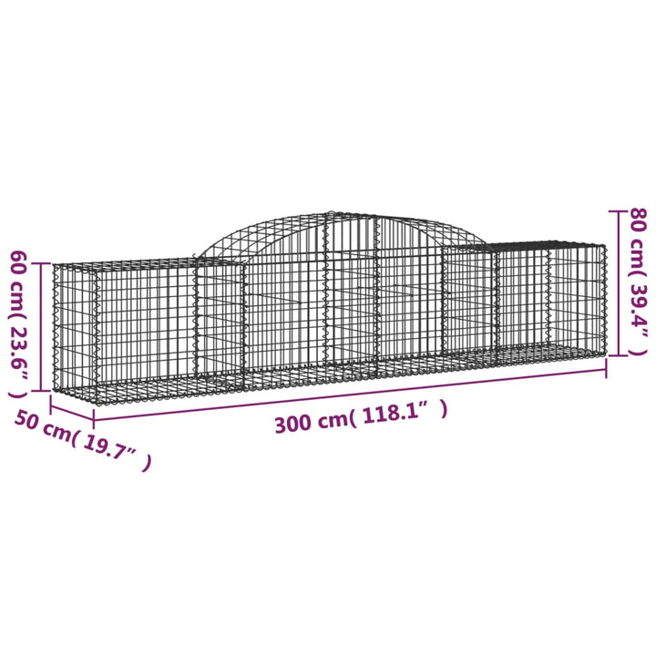 buede gabionkurve 12 stk. 300x50x60/80 cm galvaniseret jern