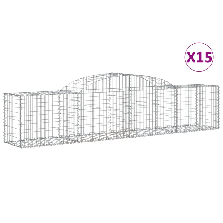 buede gabionkurve 15 stk. 300x50x60/80 cm galvaniseret jern