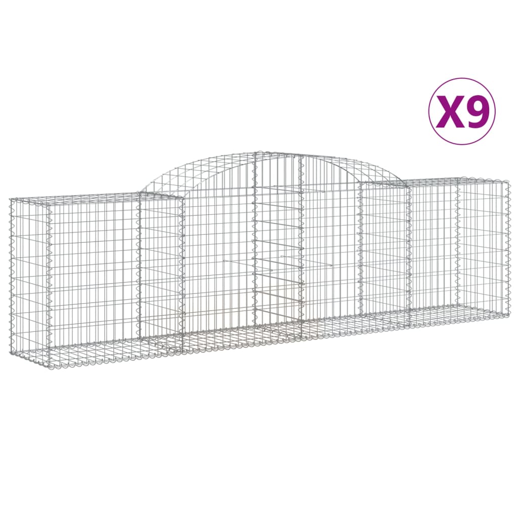 buede gabionkurve 9 stk. 300x50x80/100 cm galvaniseret jern